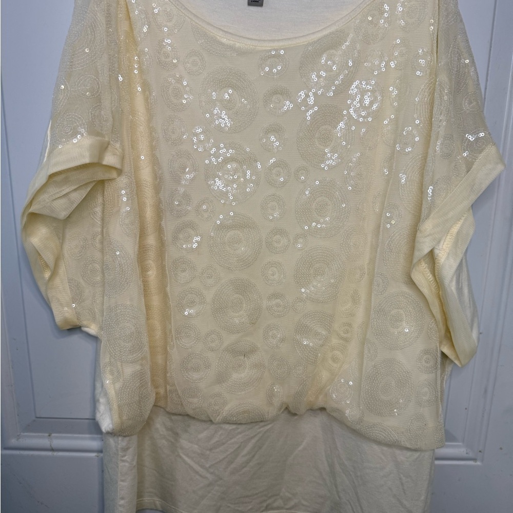 Elegant Cream Sequin Women's Top